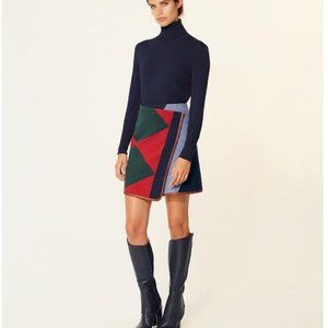 TORY BURCH Cheval Wool Colorblock Blanket Skirt
